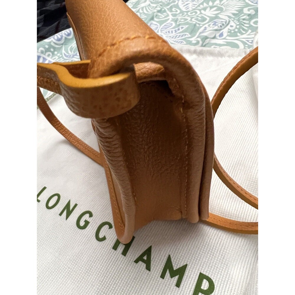 NEW Longchamp Le Foulonné Leather Wallet Crossbody Bag Saffron / Mustard Yellow - Picture 5 of 8